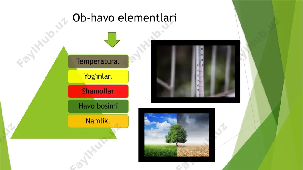 ob-havo elementlari, yog’inlar, temperatura, shamollar va ulardagi tabiiy o‘zgarishlarni anglash - Page 4