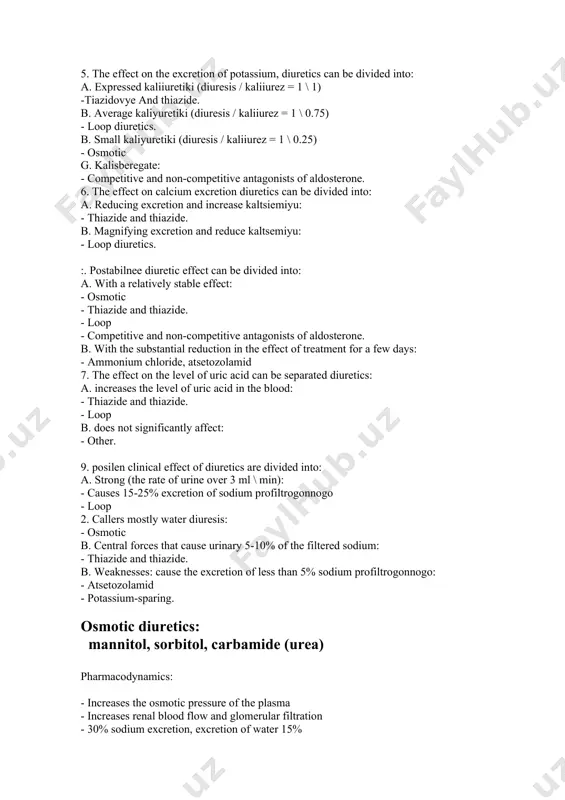 anhydrase inhibitors: acetazolamide, diamox, diamoks, fonurit - intracranial hypertension: 250 mg 2 times a day 3-4 courses for 3 days with 3-day intervals pharmacokinetics: - good absorption, tmax 1-3 hours - distribution- red blood cells, plasma, kidney - ekskretsiya- tubular secretion and passive reabsorption, 24 hours, about 90% is excreted unchanged drug the indications and dosing regimen: - glaucoma otkratougolnaya 1-4raza 250 mg per day, secondary 250 mg 6 times per day --epilepsiya: 8-30 mg / kg in the reception 1-4 --otechnye syndrome: 5 mg / kg or 250-375 mg / day in 2 divided doses for intermittent 1-3 days - prevention of altitude bolezni- 0.5-1 g / day (250 mg four times) for 24-48 hours before and 48 hours after recovery contraindications to: - severe respiratory failure - uremia - cirrhosis - diabetes - severe hypokalemia - adrenal insufficiency. thiazide and nonthiazide diuretics pharmacodynamics: - 5-10% sodium excretion - …