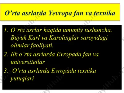 o’rta asrlarda yevropa fan va texnika — PPTX
