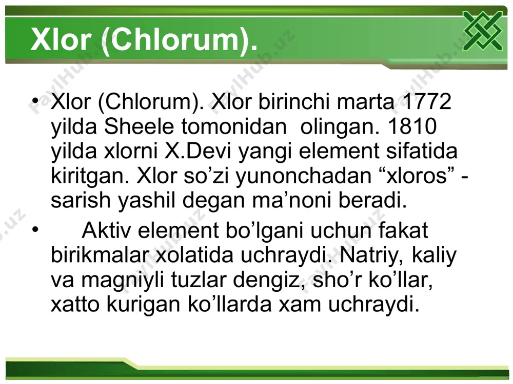 xlorning olinishi, xossalari va uning birikmalari - Page 3
