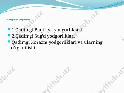 qadimgi davr yodgorliklari — PPTX