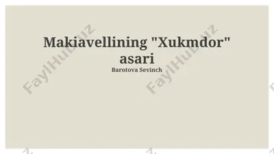 makiavellining "xukmdor" asari — PPTX