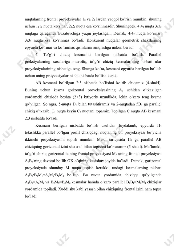 kabi yasash bilan chiziqning frontal izini ham topsa bo’ladi