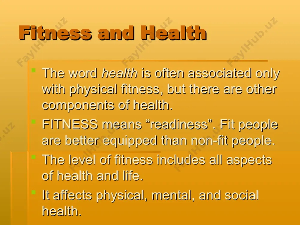 . strength: the amount of force your muscles can produce. muscular endurance: the ability to use your muscles many times without tiring. flexibility: the ability to use your joints fully through a wide range of motion. body fatness – composition: is the percentage of body weight that is made up of fat when compared to other body tissue, such as bone and muscle. skill - related physical fitness different sports require different parts of skill -related fitness. many sports require several parts. for example, a skater might have good agility, but may not posses good power. some people have more natural ability in skill areas than others. good health does not come from being good in skill-related fitness. agility agility is the ability to change the position of your body quickly and to control body’s movements. people with good agility are most likely to be good at activities such as: …