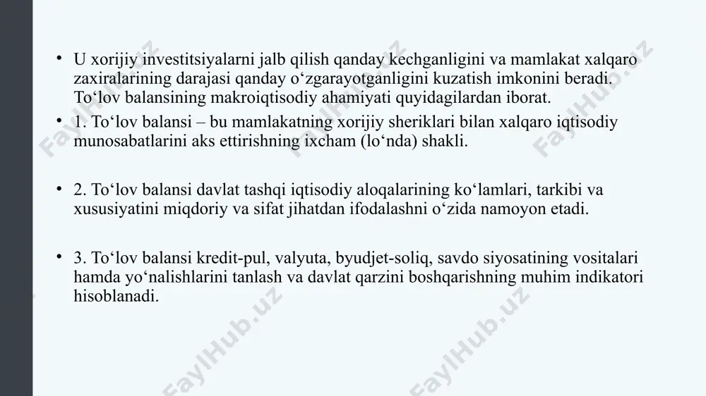 asidagi daromadlarini yana aqsh dollariga aylantirmoqchi chet ellik sayyohlar xorijiy valyutadagi daromadlarini aqsh dollariga qaytarish aqsh iqtisodiyotiga moliyaviy sarmoya kiritmoqchi bo'lgan xorijiy investorlar. aqsh dollari savdosi uchun valyuta bozorining taklif tomonida aqsh iqtisodida import mahsulotlarini sotgan va daromadlarini oʻz milliy valyutasiga qaytarishga intilayotgan xorijiy firmalar aqshning chet eldagi sayyohlari xorijiy iqtisodiyotlarga moliyaviy sarmoya kiritmoqchi bo'lgan amerikalik investorlar. valyuta bozorlarida valyutaga talab va yetkazib beruvchilar xalqaro chegaralarni kesib o'tuvchi va valyuta ayirboshlashni talab qiluvchi moliyaviy investitsiyalar odatda ikki toifaga bo'linadi. to'g'ridan-to'g'ri xorijiy investitsiyalar (fdi) : firmaning o'n foizdan ko'prog'ini sotib olish yoki boshqa mamlakatda yangi korxona ochish portfel investitsiyalari : boshqa davlatga sof moliyaviy investitsiya va boshqaruv mas'uliyatini o'z ichiga olmaydi valyuta bozori qanday ishlaydi. muallif : openstax kolleji. quyidagi manzilda joylashgan : https://cnx.org/contents/vemoh-_p@4.44:pccfhfbd@4/how-the-foreign-exchange-marke . litsenziya : cc by: attribution . litsenziya shartlari : http://cnx.org/content/col11626/latest saytidan bepul yuklab oling 13 portfel investori valyuta bozori qanday ishlaydi. muallif : openstax kolleji. quyidagi …