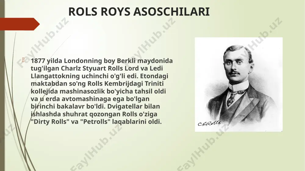 arishi mumkin bo'lgan ko'p avtomashinalarni rolls-royce nomi bilan sotishga rozi bo'ldi. brend yaratish uchun qarash kerak. shunday qilib, rolls va royce avtomashinalar qurish va sotish bilan band bo'lgan bir paytda, rollsning hamkori klod jonson boshqaruvchi direktor lavozimiga qadam qo'ydi va yangi shakllanayotgan kompaniyaning obro'sini kengaytirdi. reklama sohasida daho klod jonson kompaniya muvaffaqiyatining ajralmas qismi ediki, u "rolls-roycedagi defis" nomi bilan mashhur bo'ldi. jonsonning 40/50 ot kuchiga ega motorli avtomobil haqidagi dastlabki reklamalaridan biri uni: “olti silindrli rolls-royce – eng yaxshilaridan biri emas, balki dunyodagi eng yaxshi avtomobil” deb targ'ib qilingan. o'sha paytda u rolls-royce bilan abadiy bog'liq bo'ladigan iborani kiritdi. jonsonning rolls-royce avtomashinalarining jimjitligi va ishonchliligini targ'ib qilish uchun bir qator reklama tadbirlarini o'tkazish haqidagi qarori nihoyatda samarali bo'ldi. bu ularning yuqori ishlashini namoyish etdi va jahon darajasidagi muhandislik uchun global ta'sirni yaratdi. 1998 yilda bmw rolls-royce motor cars limited kompaniyasiga rolls-royce holdings brendi va logotipining barcha huquqlarini litsenziyalashdan so'ng …