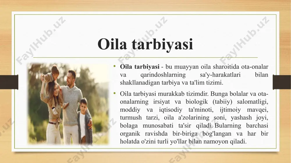 rish zarurati qanchalik kuchli bo'lsa , oilaning tez-tez yig'ilishiga yordam beradi, shunda bir tom ostida yashaydigan odamlar o'zlarini haqiqiy oila kabi his qiladilar. shu o'rinda savol tug'iladi: oilada rivojlangan qaysi an'analar eng muhim hisoblanadi. e’tiboringiz uchun rahmat!!! image5.png image6.png image7.png image8.png image9.png image10.png image11.png image12.png image13.png image3.png image4.png /docprops/thumbnail.jpeg