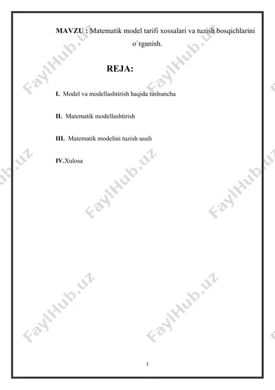 matematik modellashtirish — DOCX