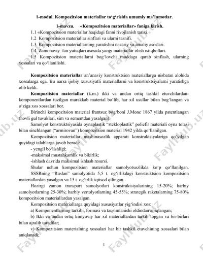 kompozitsion materiallar to‘g‘risida umumiy ma’lumotlar moduli — DOCX