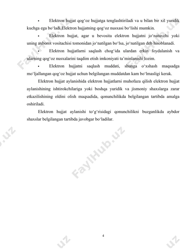 ma’lumotlarni saqlash va qayta ishlash funktsiyalarini ajratishni o‘z ichiga oladi. elektron hujjat aylanishi tizimlariga nisbatan bu elektron hujjatlar (ma’lumotlar bazalari) ajratilgan serverda saqlanadi va foydalanuvchilar ularga mijozlar - foydalanuvchilarning kompyuterlarida o‘rnatilgan dasturlar yordamida kirishini anglatadi. bunday holda, server va mijoz o‘rtasida ma’lumotlar almashinuvi mahalliy tarmoqlar orqali ham, internet orqali ham sodir bo‘lishi mumkin. elektron hujjat aylanish tizimining mijoz-server arxitekturasi bir qator afzalliklarga ega, jumladan: ajratilgan serverda saqlanadigan ma’lumotlar bazasining xavfsizligi va yaxlitligini ta’minlash; nosozliklarga yuqori chidamlilik: mijoz dasturlari ishidagi muammolar boshqa foydalanuvchilarning ishiga xalaqit bermaydi va ma’lumotlar bazasida saqlanadigan ma’lumotlarning yaxlitligiga tahdid solmaydi; edms foydalanuvchilari sonini osongina ko‘paytirish mumkin: buning uchun mijoz dasturlarini yangi foydalanuvchilarning mashinalariga o‘rnatish kifoya;[footnoteref:2] [2: 1.jamshidbek to‘xtasin o‘g u. et al. xujjatlarni boshqarishning elektron tizimlarini ishlab chiqish va boshqarish tizimlari //ta'lim va rivojlanish tahlili onlayn ilmiy jurnali. – 2022. – т. 2. – №. 7. – с. 16-18.] elektron hujjat bir maqsadi ikki majburiy qismdan iborat, …