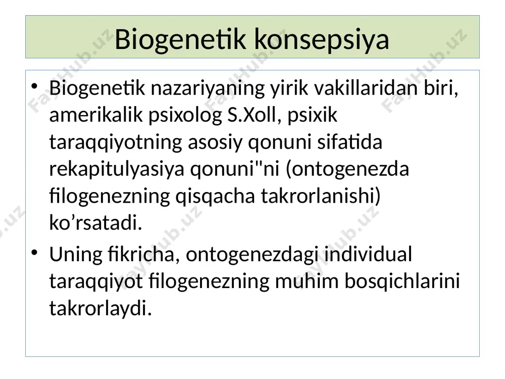 jtimoiy voqelik(ijtimoiy muxit)ga murojaat etish kerak. emil dyurkgeymning fikriga ko’ra, rivojlanish orqali bola insoniyat to’plagan tajribalar, urf-odatlar va an`analarni o’zlashtirib boradi. bu jarayon, taqlid qilish orqali kechadi. vilyam shtern bola psixikasining rivojlanishiga oid o’z qarashlarini “ilk bolalik psixologiyasi” asarida ko’rsatib o’tadi. “ruhiy taraqqiyot, - deb yozadi u, - tug’ma xislatlarning sodda tarzda aks etishi emas, shu bilan birga tashqi qo’zg’atuvchilarni oddiy idrok etish ham emas, balki rivojlanishning tashqi shart-sharoitlari va ichki imkoniyatlari “konvergensiyasi” natijasi xisoblanadi”. sobiq ittifoq psixologiya maktablarida shaxs tuzilishiga doir bir qator manbalar keltirilgan. jumladan, s.l.rubinshteyn bo’yicha shaxs tuzilishi quyidagi ko’rinishga ega: yo’nalganlik – ehtiyojlar, qiziqishlar, ideallar, e’tiqod faoliyat va xulqning ustuvor motivlari hamda dunyoqarashlarda ifodalanadi. bilimlar, ko’nikmalar, malakalar – hayot va faoliyat jarayonida egallanadi. individual tipologik xususiyatlar – temperament, xarakter, qobiliyatlarda aks etadi. k.k.platonov ta’limotiga ko’ra shaxs tuzilishi quyidagicha shaklga ega: 1. yo’nalganlik osttuzilishi – shaxsning ahloqiy qiyofasi va munosabatlarini birlashtiradi. unda harakatchanlik, barqarorlik jadallik ko’lami (hajmi) …