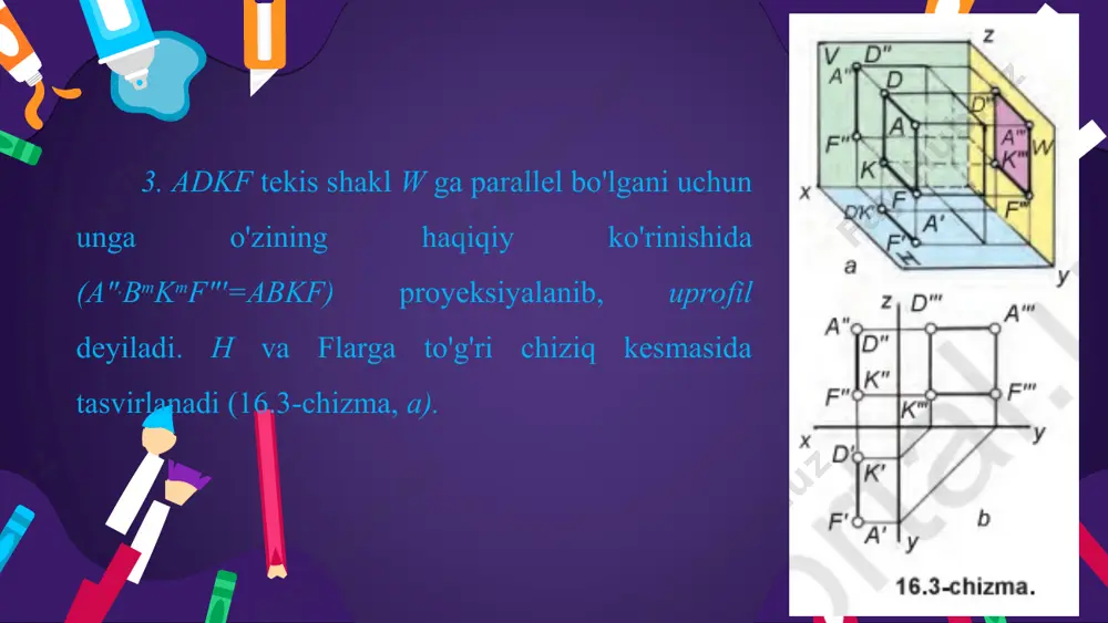 16-mavzu tekis shakllarning proyeksiyalari 8-sinf - Page 5