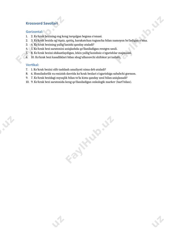 ko‘krak bezi kasalliklari bo‘yicha krossvord - Page 2