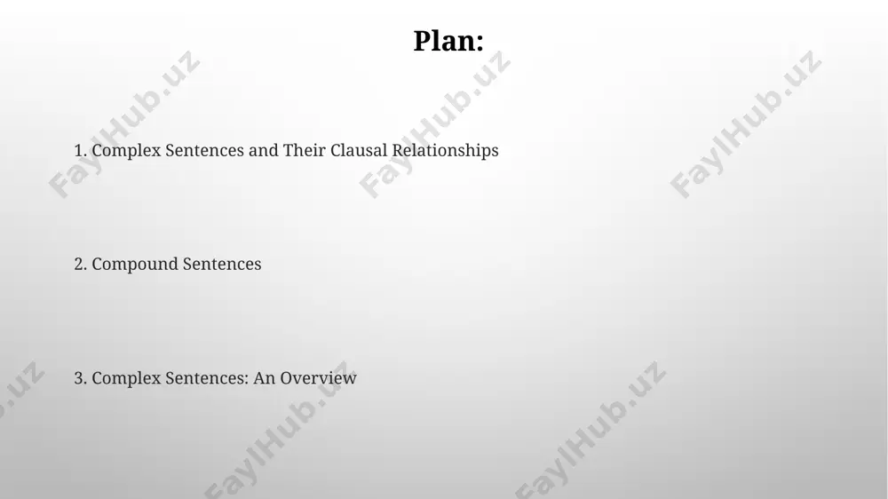 ontain at least one independent clause and one or more dependent clauses, creating a more nuanced meaning; for example, "although it rained (dependent), the game continued (independent)." introduction to complex sentences the combination of independent and dependent clauses, linked by subordinating conjunctions like 'because,' 'although,' or 'if,' allows for expressing multiple ideas with a clear hierarchical relationship between them. analyzing complex sentences involves identifying the main clause (1) and subordinate clauses (2 or more), understanding their functions within the sentence structure, and recognizing the type of syntactic connection between them. conclusion and practice exercises analyze 5 sentences, identifying their types (simple, compound, complex) and the specific syntactic connections (coordination, subordination) used—conjunctions, relative pronouns, etc. mastering complex sentences improves writing clarity; practice combining 2-3 independent clauses with 1-2 dependent clauses to create varied sentence structures for better flow. types of syntactic connections: coordination coordinating conjunctions (e.g., 7 coordinating conjunctions in english) …