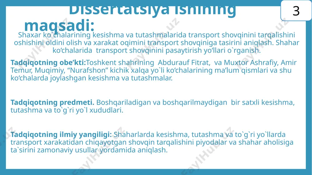 da namoyon qilganlar. jami bo‘lib o‘rta osiyo, mdx davlatlari, va chet el olimlarining 25 dan oshiq adabiyotlarini tahlil qildim. 5 tadqiqotni olib borish uchun kerak bo‘ladigan qurilma. nor140 - bu xalqaro standartlarga mos keladigan real vaqt rejimida ishlaydigan shovqin balandligini o`lchaydigan uskuna. shovqin darajasini ma`lum ixtiyoriy vaqt mobaynida qayd qiladi. foydalanish qulayligi uchun qurilma katta sig'imli va yuqori ma'lumotlarni uzatish tezligiga ega sd xotira kartasi bilan jihozlangan. 6 armaniston, belarus, qirg‘iziston, rossiya, ukraina va mamlakatimizda ham bugungi kunda transport shovqinini “gost 20444-2014 ―shovqin. transport oqimi. shovqin tavsifini o‘lchash uslublari” bo‘yicha o‘lchanadi. ushbu me’yoriy xujjatda keltirilgan usulda еngil, yuk avtomobillari, avtobus, trolleybus, tramvay, mototransport tarkibli harakat jadalligi bo‘lgan shahar va aholi yashash joylaridan o‘tgan ko‘cha-yo‘l tarmog‘i va avtomobil yo‘llarida transport shovqini o‘lchanadi. transport oqimining еngil, yuk avtomobillari, avtobus, trolleybus, tramvay, mototransport tarkibli harakat jadalligining shovqinini o‘lchash uchun shumomerning mikrofoni transport vositasining chetki harakat tasmasi o‘qidan 7,5±0,2 m uzoqlikda va qoplama yuzasidan …