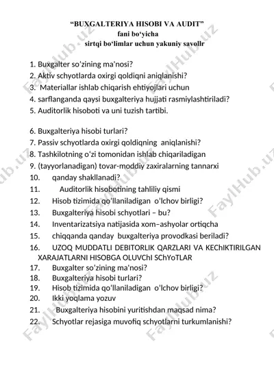 buxgalteriya hisobi va audit — DOCX
