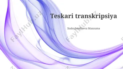 teskari transkriptaz fermentining mexanizmi — PPTX