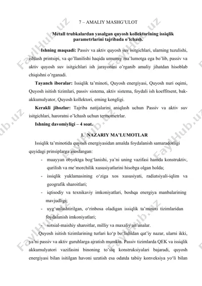 metall trubkalardan yasalgan quyosh kollektori — DOCX