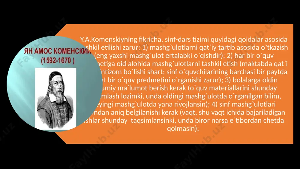larining barchasi maktabni tugatishi shart emas; yordamchi sinflar-aqlan zaif bolalar sinfi; chet tillar sinfida eng qobiliyatli bolalar o`qishadi, ular yuqori sinflarda kollej va oliy o`quv yurtlarida o`qishni davom ettirishadi. ta’lim qonuniyatlari asosida unga qo‘yiladigan talablar - ta’lim tamoyillari aniqlanadi. pedagogik amaliyotlarda ba’zan «o‘qitish prinsiplari» atamasi ham ishlatiladi. lekin ta’lim tamoyillari (prinsiplari) ta’lim jarayonining ikkala subyekti o’qituvchi va o‘quvchi-talabaga ham daxldor. shuning uchun taniqli didaktik olimlar o.roziqov, a.zunnunov, u.mahkamov ulami ta’lim prinsiplari deb atashni ma’qul ko‘radilar. darsning ichki va tashqi belgilari. dars ta`limning boshqa shakllaridan o`zining ichki va tashqi xususiyatlariga ko`ra farq qiladi. muayyan yoshdagi va ma`lum tayyorgarlikka ega bo`lgan o`quvchilar guruhi, rejim, dars jadvali, mashg`ulotlarni ma`lum xonada o`tkazish kabilar darsning tashqi xususiyatlari, darsning maqsadi, logikasi, ta`lim mazmunini his qilish, qiziqish, anglash, tushunish uning ichki xususiyatlari sanaladi. dars ana shu ikki xil - tashqi va ichki xususiyatlarning o`zaro uyg`unlashuvi asosida tashkil etiladi. bir xil tayyorgarlikka ega, yoshlari teng o`quvchilarning doimiy jamoasi …