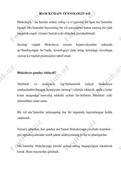 blokcheyn texnologiyasi — DOCX