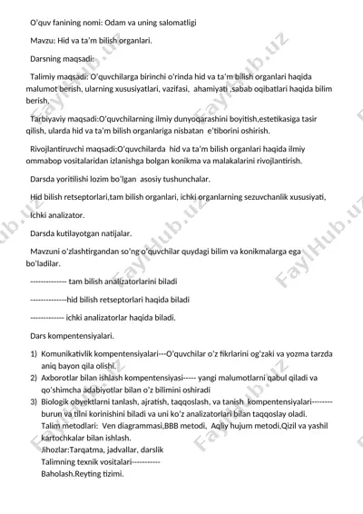 odam va uning salomatligi — DOCX