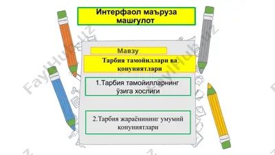 interfaol ma’ruza mashg‘uloti “tarbiya tamoyillari” — PPTX
