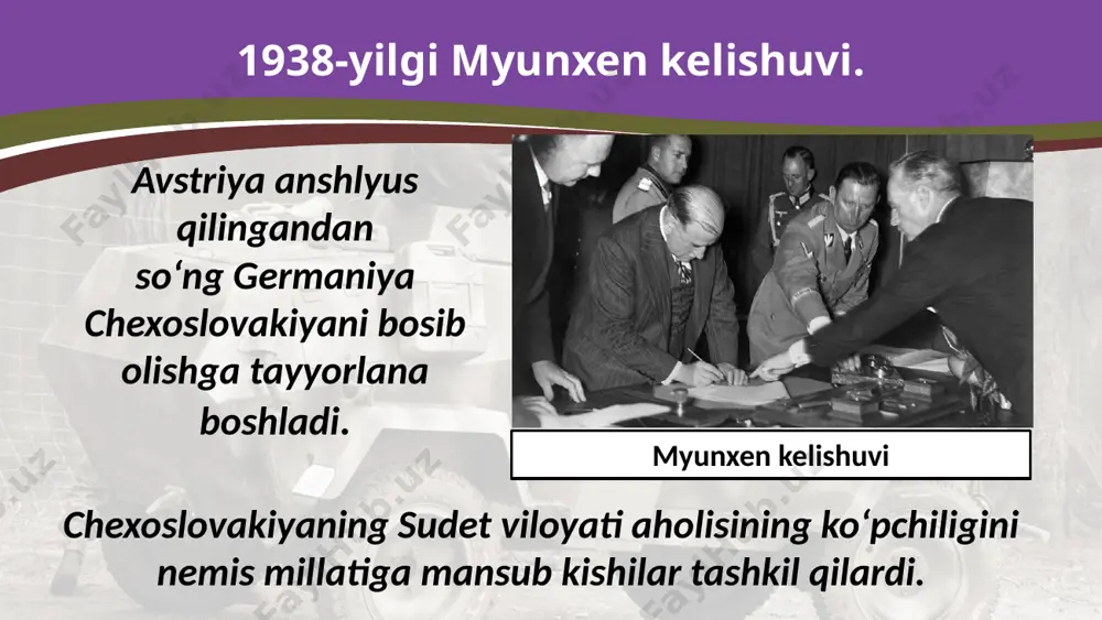 idan sud jarayoni bo‘lib o‘tdi. unda germaniyaning asosiy siyosiy va har biy rahbarlari jazoga hukm ilindi. fashist jinoyatchilari nyurnberg sud jarayonida. savol va topshiriqlar 1. fashistlar germaniyasining tor-mor qilinishida dunyo davlatlarining o‘rni qanday? 2. sssrning yaponiyaga qarshi urushga qo‘shilishi ikkinchi jahon urushining yakunlanishida qanday rol o‘ynadi? xirosima va nagasaki shaharlariga tashlangan atom bombalari urushning yakuniga hal qiluvchi ta’sir ko‘rsatdimi? 3. ikkinchi jahon urushining asosiy natijalari haqida gapirib bering. 4. urush natijalari undan keyingi o‘n yillar jahon taraqqiyotining qanday yo‘nalishini belgilab berdi? 5. bmtning tuzilishi urushdan keyin dunyoda tinchlikni saqlashda qanday rol o‘ynadi? 6. nyurnberg va tokio xalqaro sudlarining qarorlari qanday siyosiy va tarixiy ahamiyatga ega bo‘ldi? image2.jpg image3.jpeg image4.jpeg image5.jpeg image6.jpeg image7.jpeg image8.jpeg image9.jpeg image10.jpeg image11.jpeg image12.png image13.png image14.jpeg image15.png image16.jpeg image17.jpeg image18.jpeg image19.jpeg image20.png image1.jpg /docprops/thumbnail.jpeg