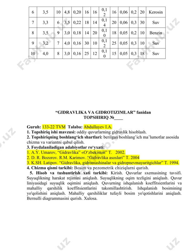 oddiy quvurlarning gidravlik hisobi - Page 5