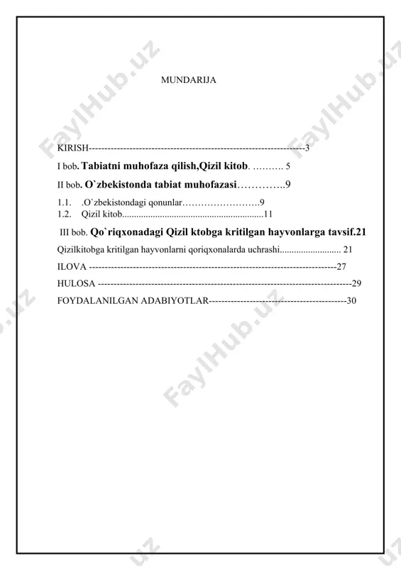 liqlar muhofaza qilinadi.ikkinchi qo’riqxona - 1947 yilda toshkent oblastining ohangaron va parkent tumanlari atrofida tashkil qilingan bo’lib, maydoni 451,6 km2 va hozirda chotqol nomi bilan ataladi. o’simlik dunyosida 1100 dan ortiq daraxt va butalar turi bor. qoyalarda 2 tur archa o’sadi, daryolar bo’ylari qarag’ayzorlar bilan qoplangan, qo’riqxona hayvonlarga boy. bu yerda sibir tog’ echkisi, to’g’iz, turkiston silovsini, oq tirnoqli ayiq, tulki, menzbir sug’uri, jayra, relikt yumronqoziq, irbis va turli qushlar qo’riqlanadi. ugom-chotqol tabiiy milliy bog’ 1990-yilda tashkil etilgan, maydoni 5760 km2.nurota tog’-yong’oq qo’riqxonasi jizzax viloyatining forish tumanida nurota tog’larining shimoliy yonbag’irlarida 1975-yili noyob hayvon turi seversev qo’ylarining populyatsiyasini saqlash va yong’oq turlarini himoya qilish maqsadida tashkil etilgan. bu yerda 900 ga yaqin o’simlik turlari uchraydi, ularning ayrimlari endemic: viktoriya, korolkov, velikiy lola turlari, yelena chinniguli, suvorov piyozi, poyali piyoz, seversev ungeriyasi, daraxtsimon o’simliklar asosan soylar bo’yida uchraydi. bu yerda asosiy o’rmon hosil qiluvchi turlarga yong’oq, yovvoyi o’rik, olxo’ri, olma, tut, …
