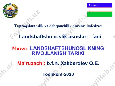 landshaftshunoslik va dehqonchilik asoslari kafedrasi — PPT