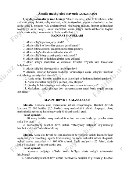aksiz solig‘i — DOCX