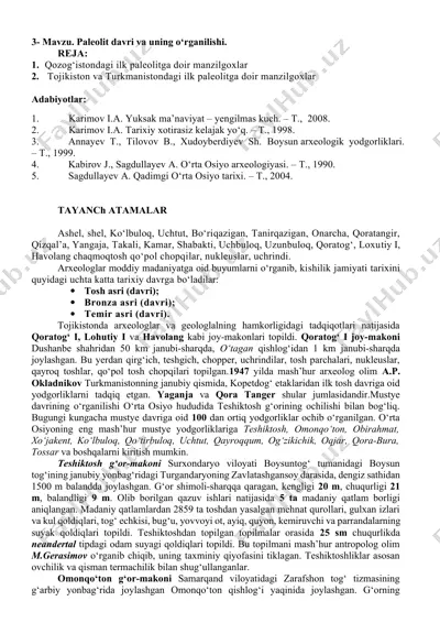 paleolit davri va uning o‘rganilishi — DOCX
