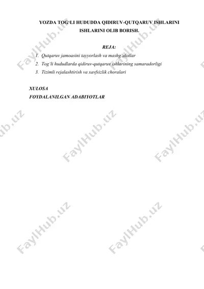 yozda tog‘li hududda qidiruv-qutqaruv ishlarini olib borish. — DOCX