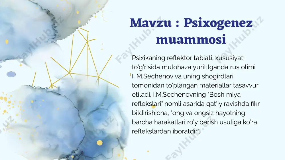 ay dadil ilmiy mushohadalar psixik jarayonlar umuman qanday rol o’ynashi mumkinligi, ularning o’rni to’g’risida tasavvurga ega bo’lish uchun moddiy negizni vujudga keltiradi. psixik jarayonlar organizmda signal va boshqaruv (regulyativ) funktsiyasini ijro etib, o’zgaruvchan shart-haroitlarga harakatni moslashtiradi, shuningdek, mazkur daqiqada yuqori samaraga erihishni ta'milaydi. psixik jarayon miyaning bo’lmalari (tarkibiy qismlari) funktsiyasi tariqasida tashqi olam (borliq) to’g’risidagi axborotning qabul qilinishi, saqlanishi, qayta ishlanishini o’zida mujassamlashtiruvchi javob faoliyatining idora qiluvchisi hisoblanadi. shuning uchun odamlarning bilimlari borliq to’g’risidagi tasavvurlari, shaxsning shaxsiy tajribalarining yig’indisi (majmuasi) reflektor harakat tarkibiga kiradi. psixikani aks ettirish imkoniyatini to’gri, oqilona talqin qilish uchun bilish nazariyasi, bilish manbalari, shakllari, uslublari, haqiqatni o’lchash mezonlari, vositalari, yo’llari kabilarga ilmiy yondahish lozim. psixikani o’rganishda ob'ekt bilan sub'ektning hamkorlikdagi xatti-harakatini hisobga olish shaxsning borliq to’g’risidagi bilimlarining chinligi (haqiqatligi), in'ikosning o’xshashligi muammolar yechimini topishga puxta negiz hozirlaydi. inson faoliyati va xulq-atvori uchun ham birinchi signal sistemasining signallari (yaqqol, tasavvurlar, timsollar, obrazlar) ularni boshqarishi, yo’naltirishi, harakatlantirishi faollashtirishda …
