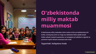 o'zbekiston milliy maktab muammosi — PPTX