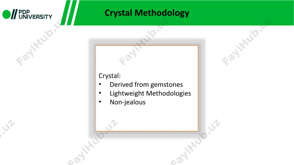 crystal's principles, startups can navigate the complexities of product development with agility and confidence. key principles of crystal methodology human-centric approach: crystal places people at the center of software development. it acknowledges that skilled individuals, working together, drive project success. example: in a startup, where team members wear multiple hats, crystal encourages cross-functional collaboration. developers, testers, and designers collaborate closely to deliver value. frequent delivery: crystal promotes incremental and frequent delivery of working software. small, regular releases allow for rapid feedback and course correction. example: an e-commerce startup building an online store might release basic product listing functionality first, followed by payment integration and other features. reflective improvement: teams continuously assess their processes and adapt. crystal encourages retrospectives to identify areas for improvement. example: after each sprint, the team reflects on what went well and what needs adjustment. they might decide to refine estimation techniques or improve communication. minimalist practices: …