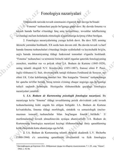 fonologiya nazariyalari — DOC