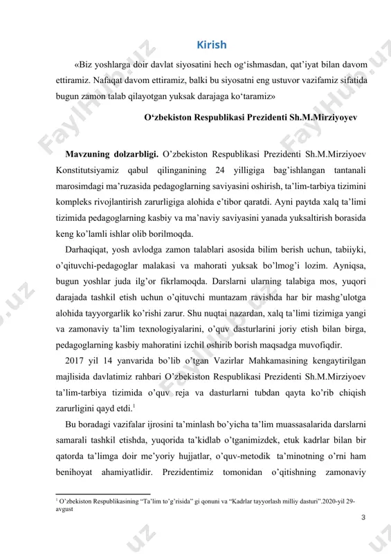 ildi. har bir oliy ta’lim muassasasi jahonning etakchi ilmiy-ta’lim muassasalari bilan yaqin hamkorlik aloqalari o’rnatishi, o’quv jarayoniga xalqaro ta’lim standartlariga asoslangan ilg’or pedagogik texnologiyalar, o’quv dasturlari va o’quv-uslubiy materiallarini keng joriy qilishi ta’kidlandi. buning uchun o’quv pedagogik faoliyatga , master-klasslar o’tkazishga, malaka oshirish kurslariga xorijiy hamkor ta’lim muassasalaridan yuqori malakali o’qituvchilar va olimlarni faol jalb qilish, ularning bazasida tizimli asosda respublikamiz oliy ta’lim muassasalari magistrant, yosh o’qituvchi va ilmiy xodimlarining stajirovka o’tashlarini, professor- o’qituvchilarini qayta tayyorlash va malakasini oshirishni tashkil qilish, oliy ma’lumotli mutaxassislar tayyorlashning maqsadli parametrlarini shakllantirish bo’yicha konkret tadbirlar sanab o’tilgan. qarorda belgilangan vazifalarni bekami ko’st bajarish bo’yicha 2017-2021 yillarda oliy ta’lim tizimini kompleks rivojlantirish dasturi ham belgilangan bo’lib, uning tarkibida oliy ta’lim tizimini tubdan takomillashtirish, moddiy-texnik bazasini mustahkamlash va modernizatsiyalash, rekonstruktsiya qilish, zamonaviy o’quv-ilmiy laboratoriyalar, zamonaviy axborot kommunikatsiya texnologiyalari vositalari bilan jixozlash bo’yicha alohida chora-tadbirlar belgilandi. besh yillik ushbu dasturning moliyaviy xarajatlar parametrlari ham belgilangan. umuman olganda, …