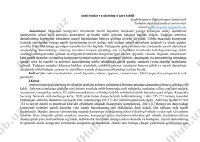 antiviruslar va ularning o’zaro tahlili — DOCX