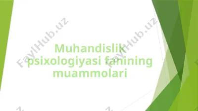 muhandislik psixologiyasi fanining muammolari — PPTX