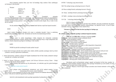 wordda jadval bilan ishlash — DOCX