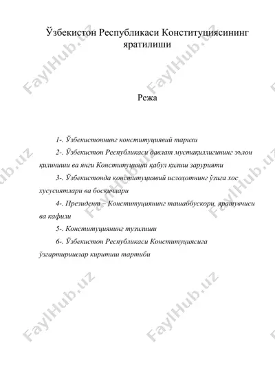узбекистон республикаси конституциясининг яратилиши — DOC