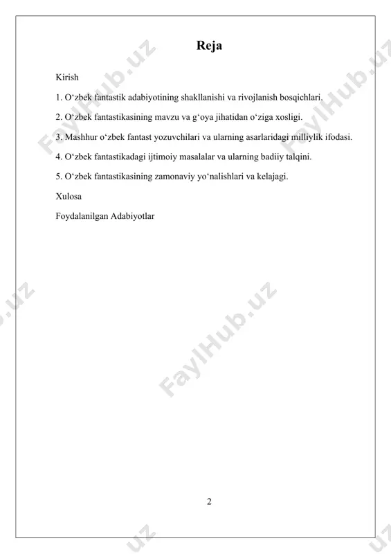 sh vositasi sifatida xizmat qiladi. o‘zbek fantastikasining o‘ziga xosligi, birinchi navbatda, milliy qadriyatlar, urf-odatlar va tarixiy tafakkur bilan uyg‘unlashgan holatda ifodalanishidadir. jumladan, o‘zbek yozuvchilari g‘arb fantastikasidagi sovuq texnologiyaviy yondashuvdan farqli o‘laroq, o‘z asarlarida ko‘proq insoniylik, axloqiy masalalar, ma’naviyat va ezgulik g‘oyalarini ilgari surishadi. iqlim o‘zgarishi, tabiat bilan inson o‘rtasidagi munosabat, zamonaviy texnologiyalar ta’siri, kelajakda yuzaga keladigan ehtimoliy muammolar — bularning barchasi o‘zbek fantastikasida chuqur badiiy mushohada bilan yoritiladi. ayniqsa, ekologik va axloqiy fantastikada yozuvchi insoniyat kelajagini nafaqat ilm-fan orqali, balki ruhiy poklanish, odil jamiyat sari intilish orqali tasvirlaydi. bu esa o‘zbek fantastikasining dunyo fantastikasi kontekstida o‘ziga xos mavqeini belgilab beradi. o‘zbek adiblarining ko‘plab asarlarida metafora va ramzlar orqali hayotiy haqiqatlarga yorqin ishoralar beriladi. bu janrda yozilgan asarlar faqat bolalar uchun emas, balki kattalar auditoriyasiga mo‘ljallangan falsafiy, sotsial va ilmiy mushohadalarga boy ijod mahsuli sifatida qaralmoqda. bugungi kunda ham o‘zbek fantastikasi yangi bosqichga ko‘tarilmoqda. yosh ijodkorlar global muammolar, sun’iy intellekt, raqamli …