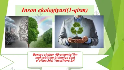 inson ekologiyasi(1-qism) — PPT