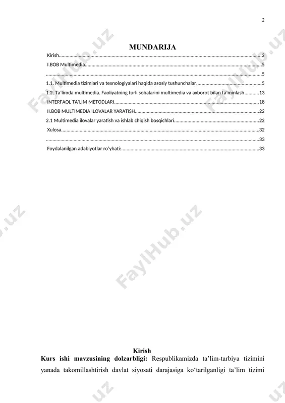 formatikani o‘qitish jarayonida ta’lim jarayonini loyihalashtirish muhim vazifa hisoblanib, o‘qituvchining innovatsion pedagogik faoliyatni loyihalashtirishi natijasida o‘quv jarayonini, darsdan tashqari mashg‘ulotlarni loyihalashtirish, bilimlarni nazorat qilish va baholashni loyihalashtirish, informatikani kasbga yo‘naltirib o‘qitishni loyihalashtirishga erishilishi ilmiy tushunchalarga asoslanib ochib berilgan. respublikamizda oshiralayotgan islohotlarining bosh maqsadi va harakatga keltiruvchi kushi – har tomonlama rivojlangan barkamol insondir. mamlakatimizda rivojlanishning muhim sharti zomonaviy iqtisodiyot fan, madaniyat, texnika, texnologiya rivoji asosida kadrlar tayyorlanishlarning takomillashgan tizimini yaratishdan iborat. darvoqe, har bir jamiyatning bugungi kuni va kelajagi uning ajralmas qismi va hayotiy zarurati bo‘lgan ta’lim tizimining qay darajada rivojlanganligi bilan belgilanadi. bugungi kunda mustaqil taraqqiyot yo‘lidan borayotgan mamlakatimizning uzluksiz ta’lim tizimini isloh qilish va takomillashtirish, yangi sifat bosqichiga ko‘tarish, unga ilg‘or pedagogik va axborot texnologiyalarini joriy qilish hamda samaradorligini oshirish davlat siyosati darajasiga ko‘tarildi. “ta’lim to‘g‘risida”gi qonun va “kadrlar tayyorlash milliy dasturi”ning qabul qilinishi bilan uzluksiz ta’lim tizimi orqali zamonaviy kadrlar tayyorlashning asosi yaratildi. “kadrlar tayyorlash milliy dasturi” …