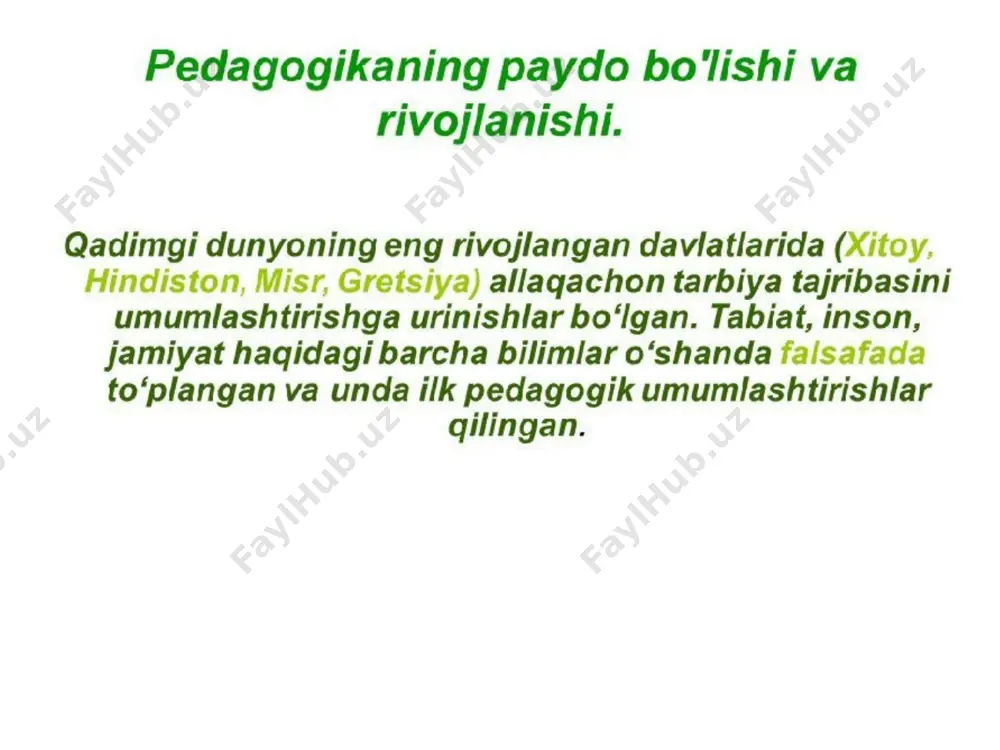 iy kategoriyalari o‘rgatish-o‘qitishmaqsadiniamalgaoshirishbo‘yichapedagogningtartiblanganfaoliyati. o‘rganish-anglash,mashqqilish,vaegallangantajribalarasosidaxulq-atvorvafaoliyatningyangishakllariniegallashjarayoni,oldinegallanganlario‘zgaradi. ta’lim-o‘qitishjarayonidaegallanadiganbilim,ko‘nikma,malakalar,kompetensiyavafikrlashusullaritizimi. o‘qitish-qo‘yilganmaqsadgaerishishgayo‘naltirilganpedagogbilano‘quvchilarningtartiblangano‘zaroharakati. bilim-shaxsning ongida tushunchalar, sxemalar, ma’lum obrazlar ko’rinishida aks etuvchi borliq haqidagi tizimlashtirilgan ilmiy ma’lumotlar majmui. ko’nikma-shaxsningbirorfaoliyatnitashkiletaolishlayoqati. маlаkа-ongli xatti-harakatning avtomatlashtirilgan tarkibiyqismi. kompetensiya-egallanganbilim,ko‘nikmavamalakalarnikundalikvakasbiyfaoliyatdaqo‘llayolishlayoqati. mazmun-o‘qitishjarayonidaegallanishilozimbo‘lganilmiybilim,amaliyko‘nikmavamalakalar,faoliyat,fikrlashusullaritizimi. maqsad-o‘qitishningnimagaqaratilganligi,uningkuchlarikelgusidaqayyo‘sindasafarbaretilishi. tashkiletish-qo‘yilganmaqsadnisamaraliamalgaoshirishuchunungazaruriyshaklnitaqdimetadigan,aniqmezonlarbo‘yichatartiblangandidaktikjarayon. ta’limshakli ta’lim jarayonining tashkiliy qurilishi ta’limmetodlari ta’lim jarayonida qo’llanilib, uning samarasini ta’minlovchi uslublar majmui ta’limvositalari ta’lim samaradorligini ta’minlovchi ob’ektiv(darslik, o’quv qo’llanmalari, o’quv qurollari, xarita, diagramma, plakat, rasm, chizma, dioproektor, magnitafon, videomagnitafon, uskuna, televizor, radio, kompyuter va boshqalar)vasub’ektiv(o’qituvchining nutqi, namunasi, muayyan shaxs hayoti va faoliyatiga oid misollar va hokazolar)omillar ta’limnatijasi ta’lim yakunining mohiyatini qayd etuvchi tushuncha; o’quv jarayonining oqibati; belgilangan maqsadni amalga oshirish darajasi. ushbu jarayonni tashkilotchi-sidir. о‘qituvchi zimmasidagi vazifalar: faoliyatida о‘z-о‘zi­ni faollashtira olishi, ijod­korligi, yaratuvchanligi, mulo­qotchanligi, bilim saviyasi, ruxiy