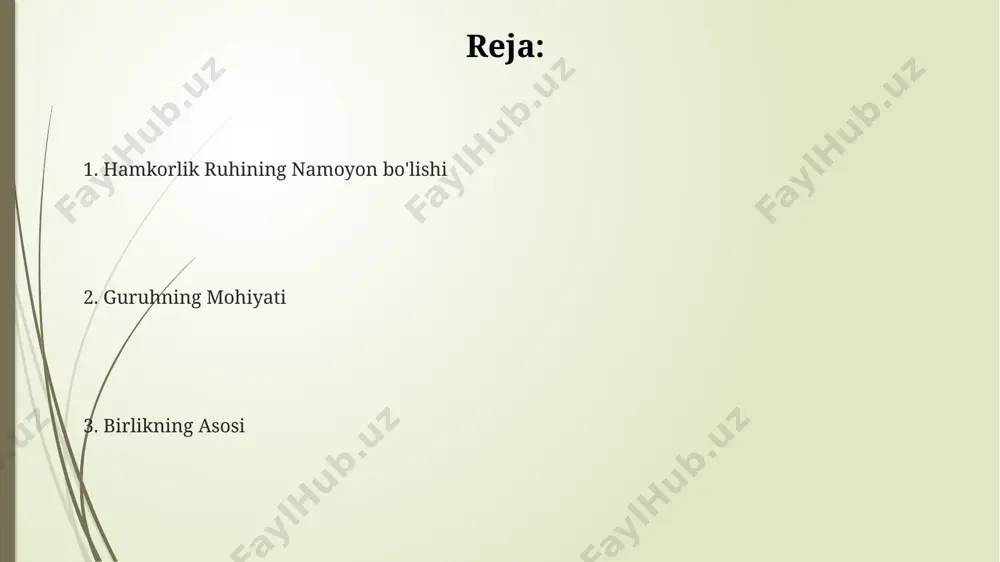 ulohazalarini tahlil qilish orqali guruhlarning keyingi faoliyatini rejalashtirishda yordam beradi. tinglovchilar bilan samarali aloqa 3 ta asosiy omilga bog'liq: ijtimoiy tarmoqlardagi faollik (kamida 2 ta platforma), jonli konsertlar (yiliga 5 tadan kam bo'lmasligi kerak) va interaktiv onlayn tadbirlar (masalan, savol-javob sessiyalari). kelajak rejalari “kelajak rejalari” guruhi 3 na asosiy ijodkor — qo‘shiqchi, bastakor va prodyuserdan iborat bo‘lib, ular o‘z faoliyatlarida 10 dan ortiq qo‘shiqlarni yaratishgan va 5 ta musiqiy videoklip suratga olishgan. guruhning repertuarida turli janrlardagi, jumladan, pop, rok va elektron musiqa elementlarini o‘zida mujassam etgan 20 ga yaqin qo‘shiq mavjud bo‘lib, ularning aksariyati ijtimoiy mavzularga bag‘ishlangan. “kelajak rejalari” guruhi o‘zining 5 yillik faoliyati davomida 15 dan ortiq konsert dasturlarini namoyish etib, minglab tomoshabinlarni jalb qilgan va 3 ta yirik musiqiy mukofotga sazovor bo‘lgan. guruhning rivojlanishi guruhning muvaffaqiyatli rivojlanishi uchun kamida 3 yillik izchil mehnat va 100 dan ortiq konsertlar berish zarur, shuningdek, marketing strategiyasi ham muhim ahamiyatga ega. guruhning …