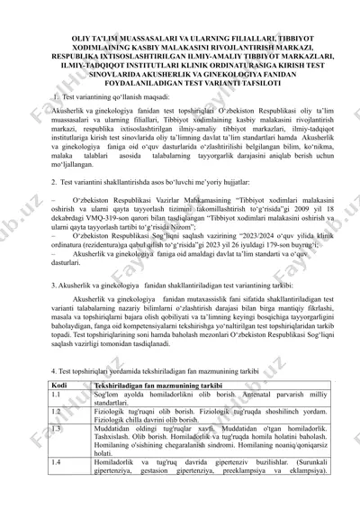 akusherlik va ginekologiya test varianti — DOC