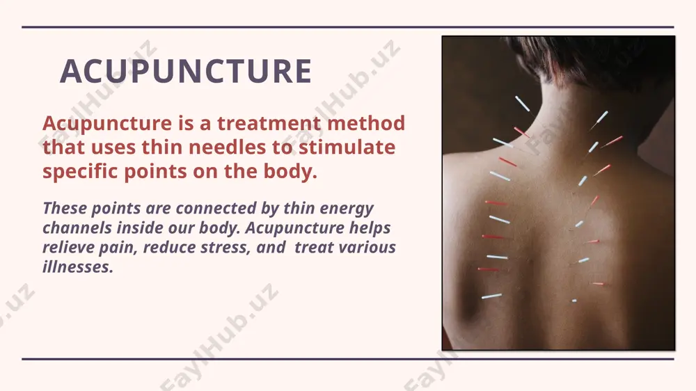 blood pressure, or muscle tension. alexander technique alexander technique is a method that helps improve awareness and control of body movements, aiming to perform everyday actions more efficiently and prevent unnecessary tension and stress. hypnotherapy hypnotherapy is a form of therapy that uses hypnosis to help individuals achieve a state of deep relaxation and focus their attention on specific thoughts or behaviors indian head massage indian head massage is a technique that involves massaging the head, neck, and shoulders to promote relaxation, relieve tension, and improve overall well-being. chiropractic chiropractic is a type of alternative medicine that helps with spine and muscle problems using hands-on techniques. sun soup selected vegetables” and “sun's soup” are names given to several different mixtures of vegetables and herbs that have been studied as treatments for cancer and other medical conditions, shiatsu shiatsu is a japanese form of acupressure massage, which is a type of …