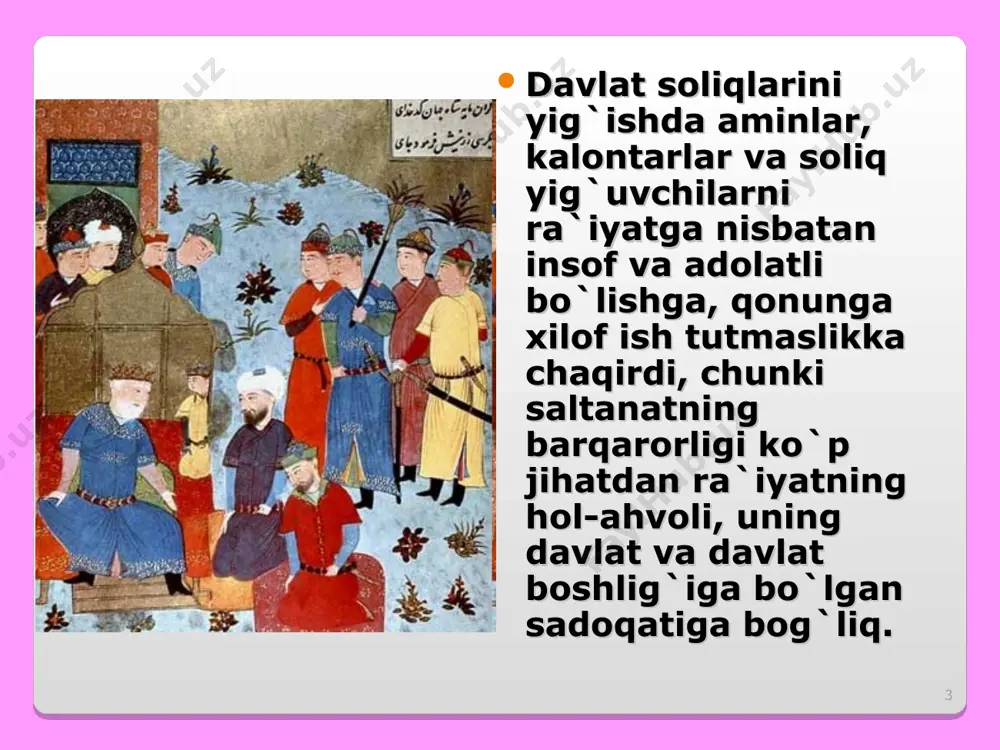 dushman-ka’’a er va mulk egalariga qarshi kurash olib bordilar. ularning ko’shk va uy-joylari vayron etilib, mol-mulklari talon-taroj qilinadi. shu tariqa samarqandda sarbadorlar hokimiyati o’rnatiladi. ular butun qish davomida samarqandni o’zlari idora qilib turadilar. sarbadorlar boshliq samarqandliklarning mo’g’ullar xoni ilyosxo’ja ustidan g’alabasi to’g’risidagi xabar amir xusayn bilan temurga ham borib etgan. temur qishni qarshida, xusayn esa, amudaryo bo’yida o’tkazib, 1366 yil bahorida ular sarbadorlar qo’zg’olonini bostirish uchun samarqandga yo’l oladilar. ular samarqand yaqinidagi konigil mavzeida to’xtaydilar. har ikkala amir sarbadorlarning dushman ustidan qozongan g’alabalaridan mamnun bo’lganliklarini va ular bilan uchrashmoqchi ekanliklarini bildiradilar. sarbadorlar amirlarni «yaxshi» niyatda ekanliklariga ishonadilar, ularga izzat-xurmat ko’rsatadilar. biroq ertasi kuni sarbadorlarning boshliqlari xusayn temur qarorgohiga borganlarida ular qatl etiladi. faqat mavlonzoda temurning iltimosi bilan o’limdan qutqarib qolinadi. shu tariqa sarbadorlar boshliqsiz qoldirilib, harakat bostiriladi. * sarbadorlar harkati tariximizda demokratik va milliy-ozodlikka intiluvchi xalq harakati sifatida mashhur. bu ularning boshqaruv tizimidan ham ma`lum. 1365 yil iyunida mo’g’ullar hujumi …